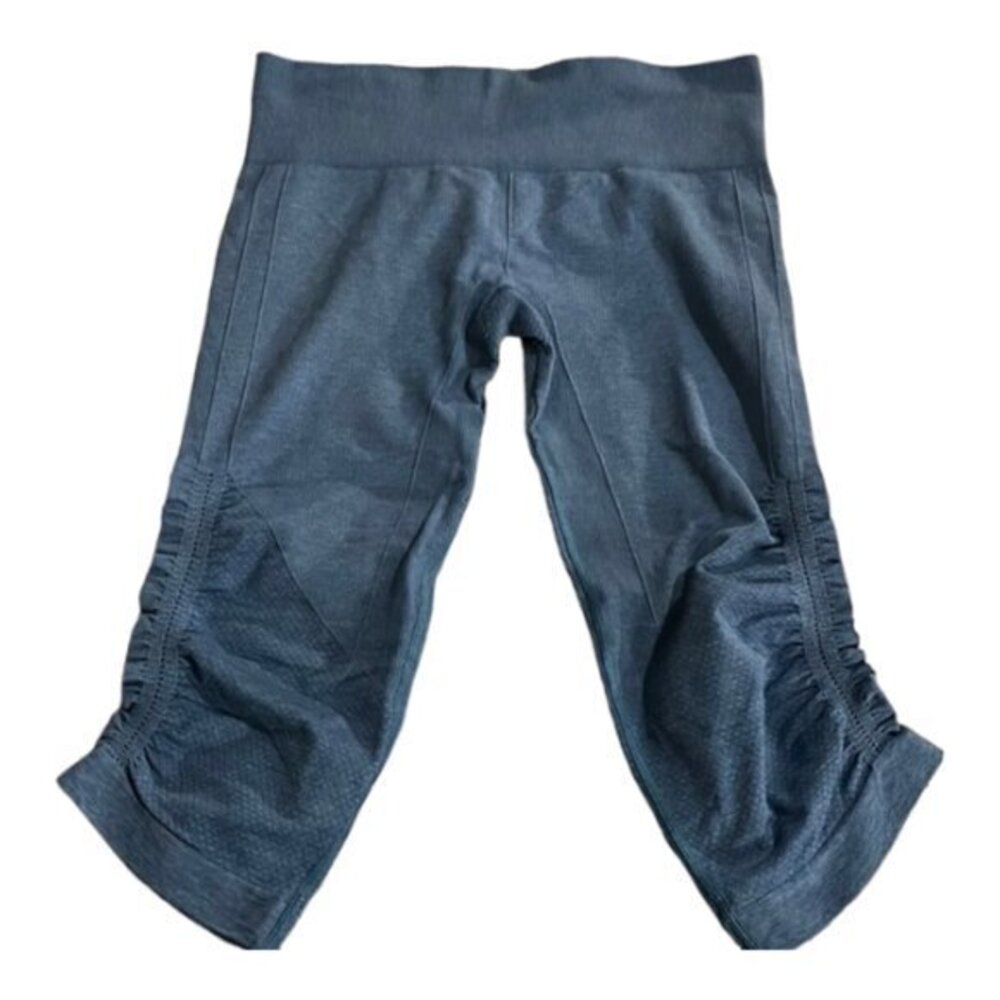 Lululemon Blue Capri In the Flow Crop II Ribbed Cropped Leggings Size 8 #0048
